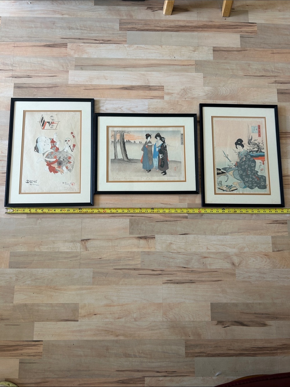 Framed Asian Art Prints Set - Black Trim